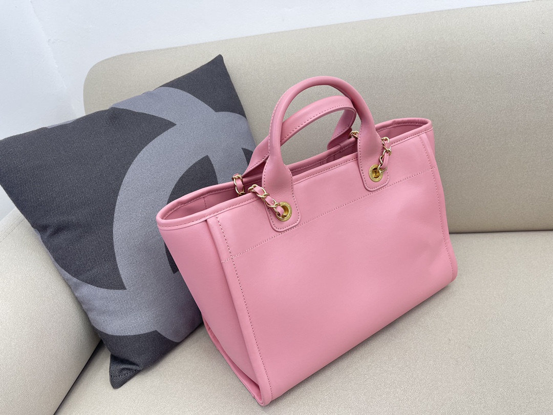 Calfskin Small Shopping Shoulder Bag Tote Bag AS3257 Pink 